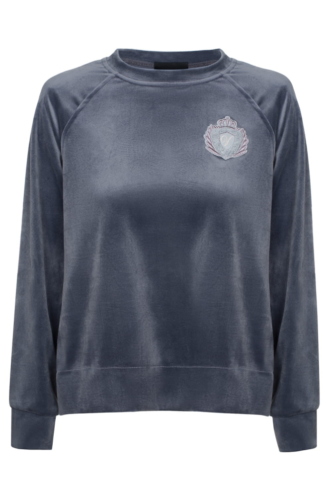 Welurowy komplet dresowy spodnie + bluza szary