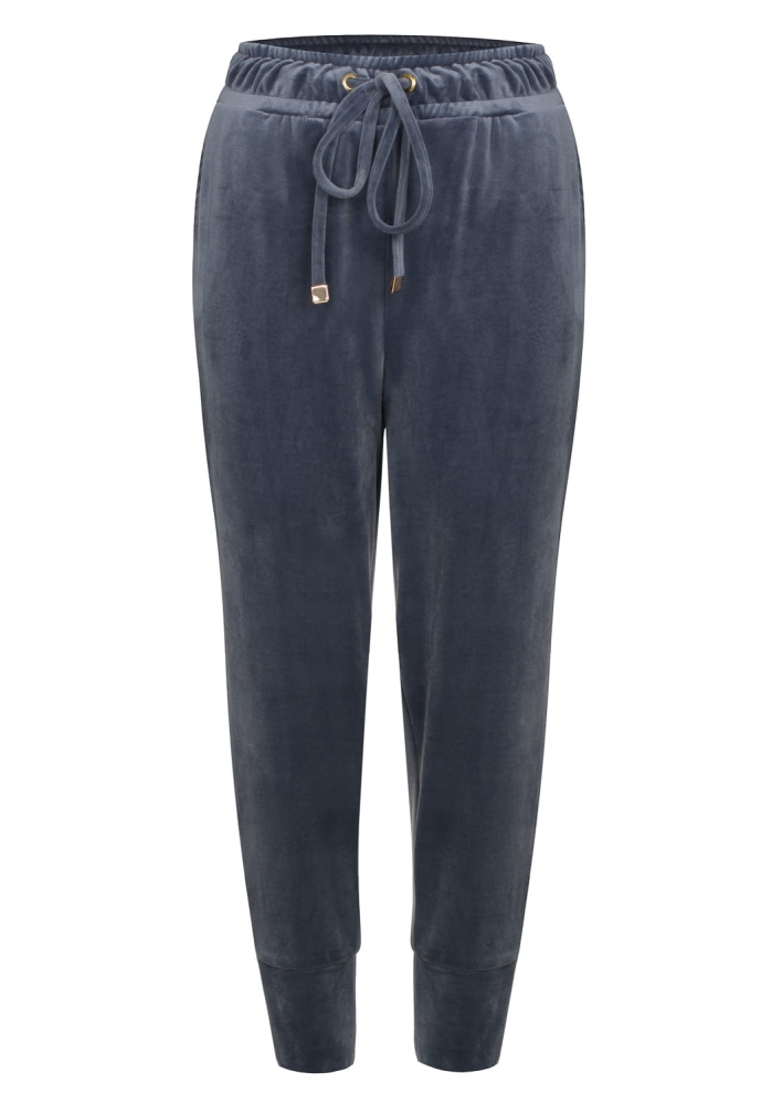 Welurowy komplet dresowy spodnie + bluza szary