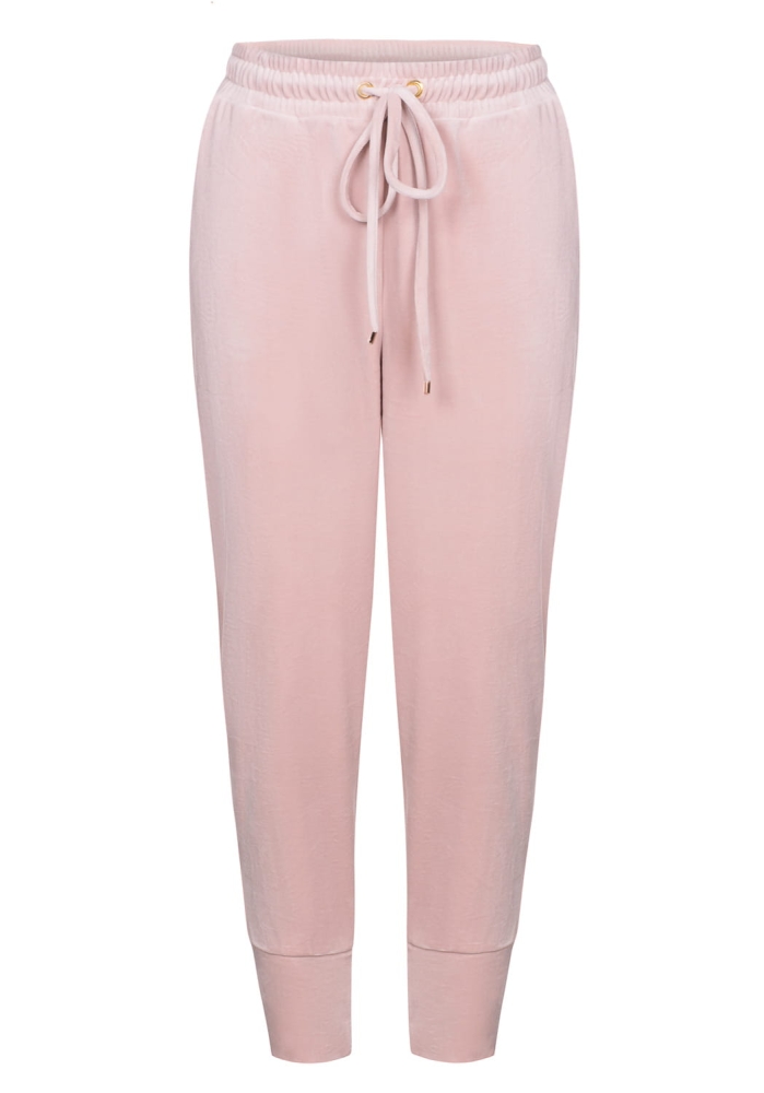 Welurowy komplet dresowy spodnie + bluza pudrowo różowy