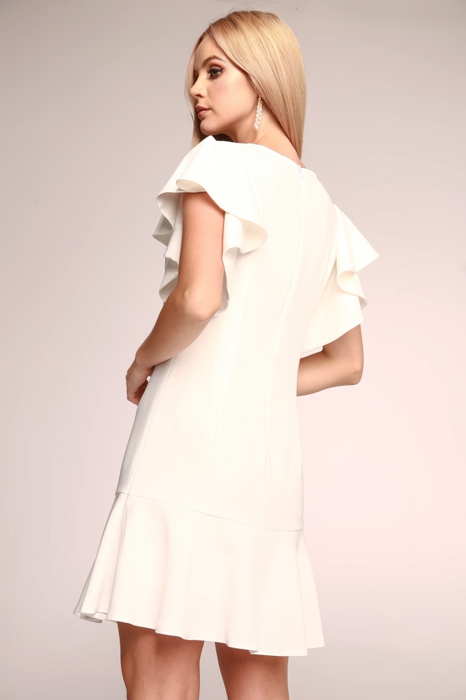 Biała prosta sukienka koktajlowa MEGAN SWING