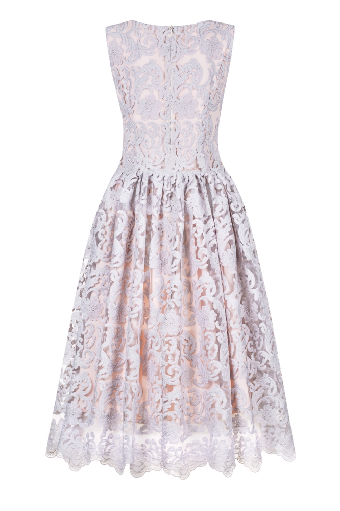 Szara koronkowa sukienka midi CHERRY SWING