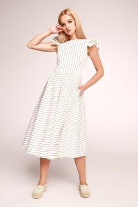 White fit & flare midi dress Butterfly by Swing (1)