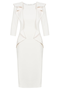 Cream-coloured frill front pencil midi dress Rosalia by Swing