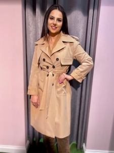 Beige spring double-breasted trench coat