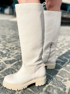 Cream leather wellingtons