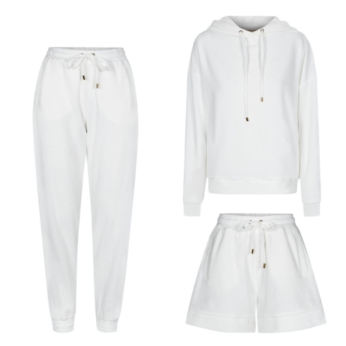 Three-piece velour hooded tracksuit in cream Fallon by Swing