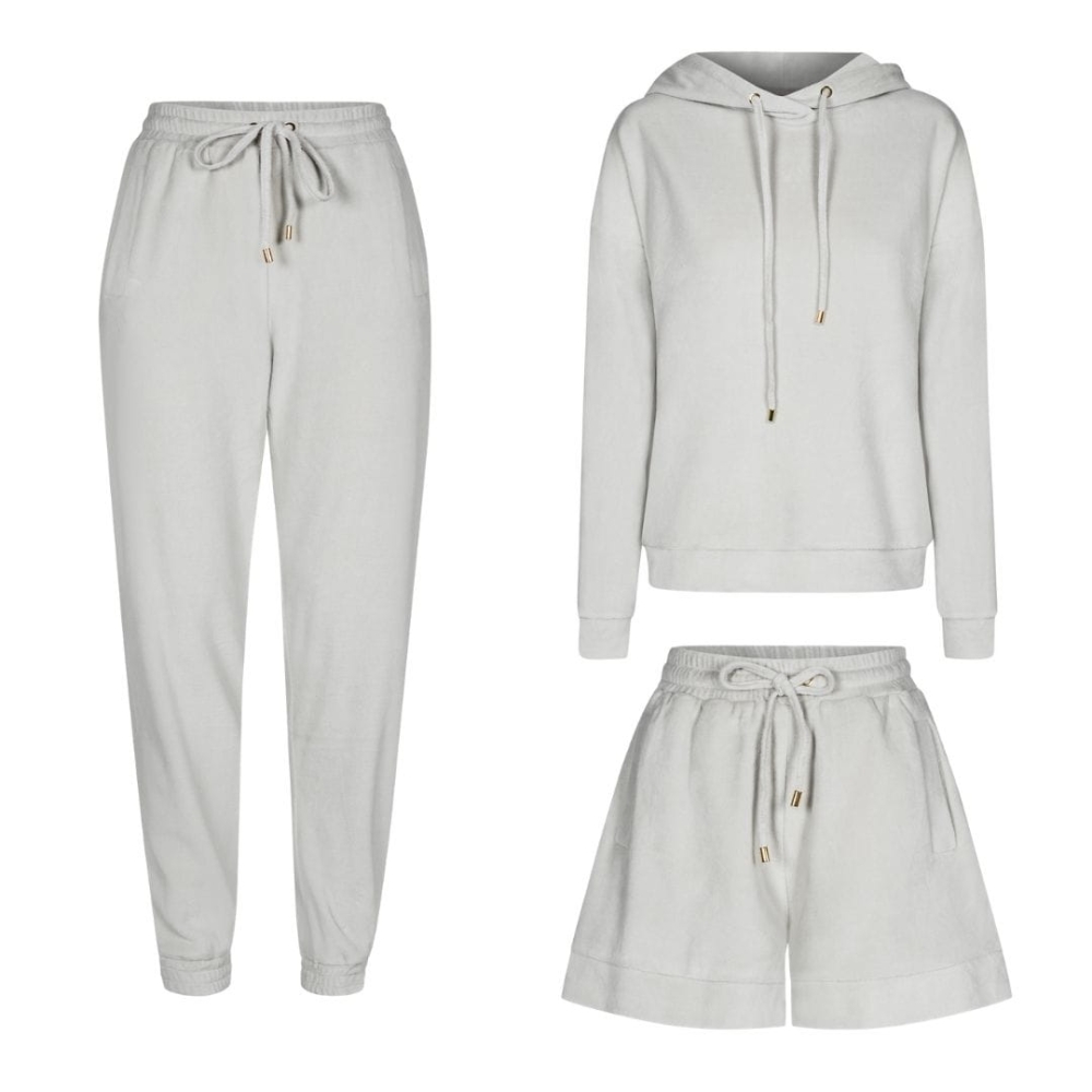 Trzyczęściowy welurowy dres z kapturem szary mysi Fallon by Swing