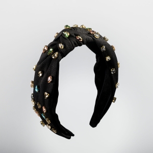 Black hairband embroidered with stones