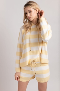 Sweater set with yellow and white stripes blouse + shorts Bliss