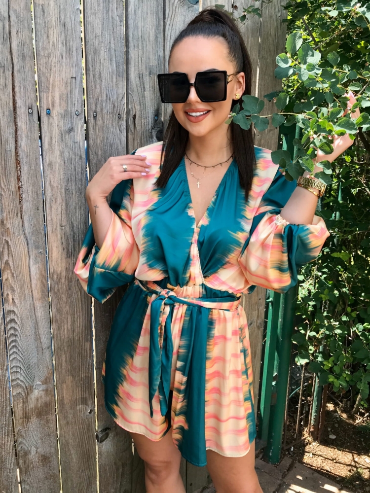 Zwiewny kombinezon z krótkimi spodenkami w kolorowy wzór Safari one size