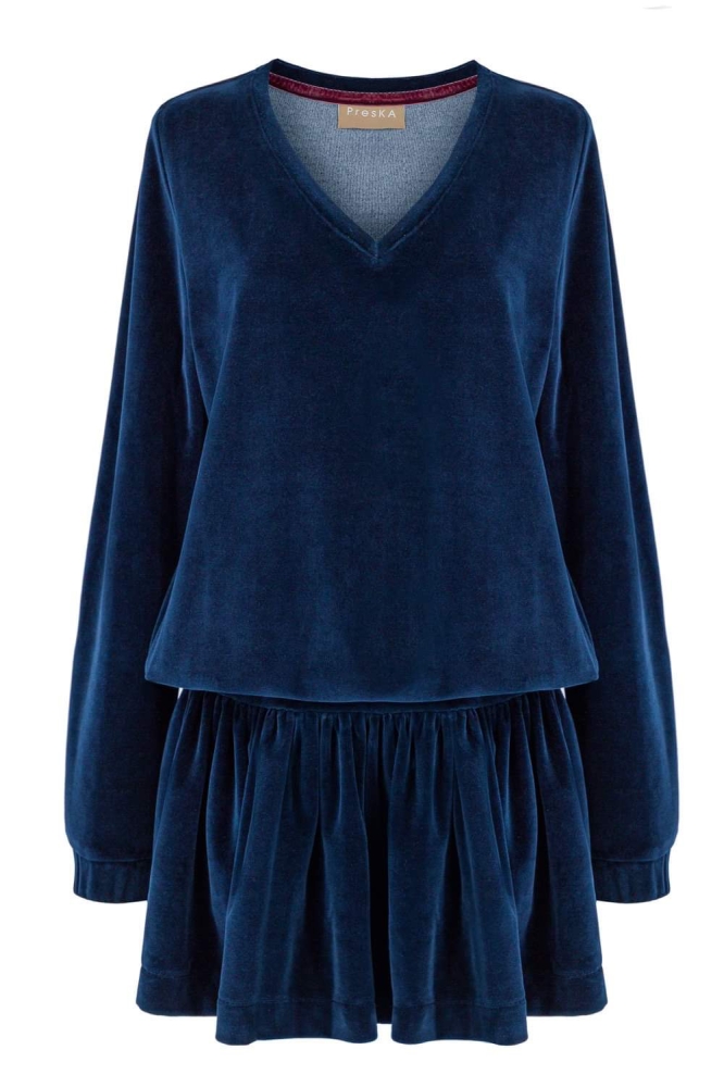 Granatowa welurowa mini spódniczka Velvet Preska