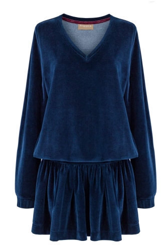 Navy blue velour mini skirt Velvet Preska