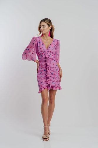 Pink floral dress with flared sleeves Aria by Swing