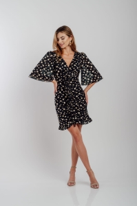 Black gold pea dress with wide sleeves Aria by Swing