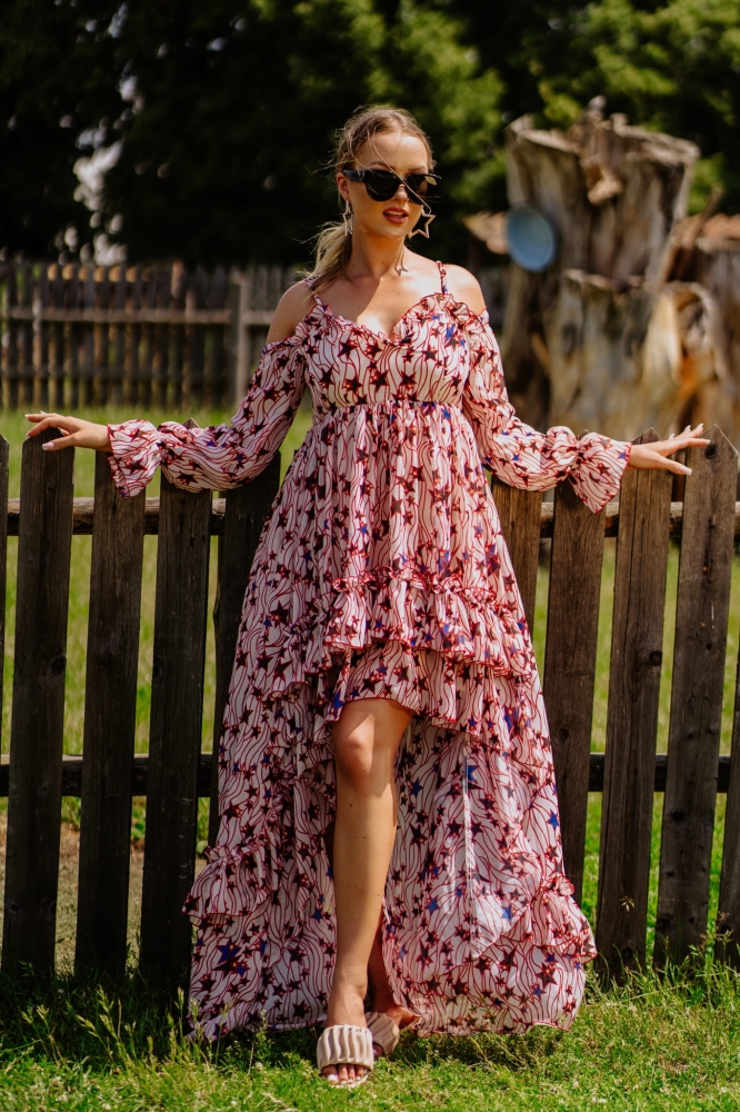 Zwiewna asymetryczna sukienka bez ramion Stars by Swing