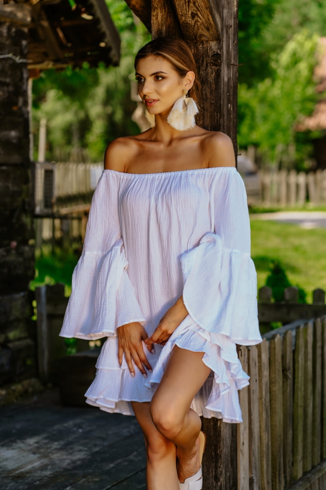 Biała muślinowa sukienka hiszpanka Athen by Swing