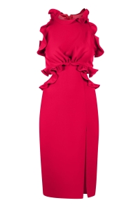 Red graphite dress with ruffles at the shoulders and deep zipper Agnes by Swing