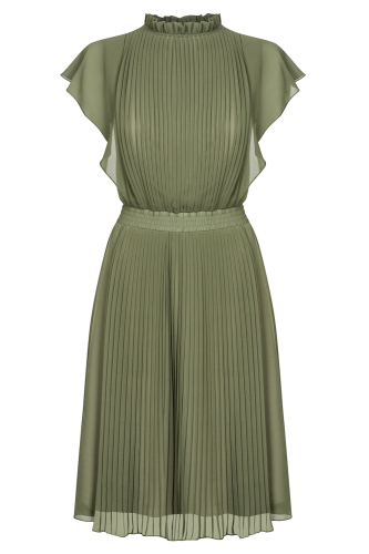 Olive pleated dress Harmony by SWING