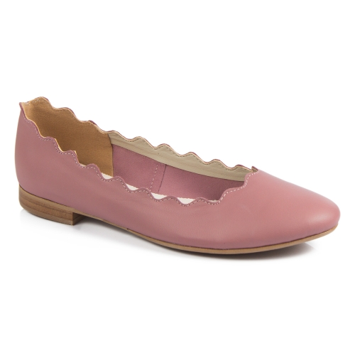 by Alexio Giorgio leather ballet flats with ruffle dirty pink