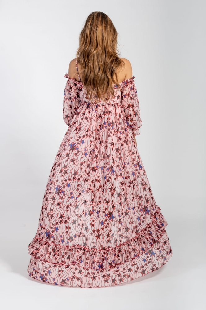 Zwiewna asymetryczna sukienka bez ramion Stars by Swing