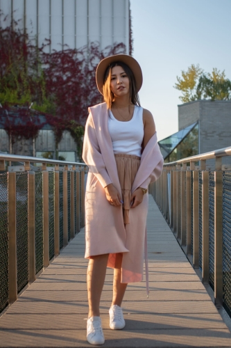 Pink Toronto hooded cardigan