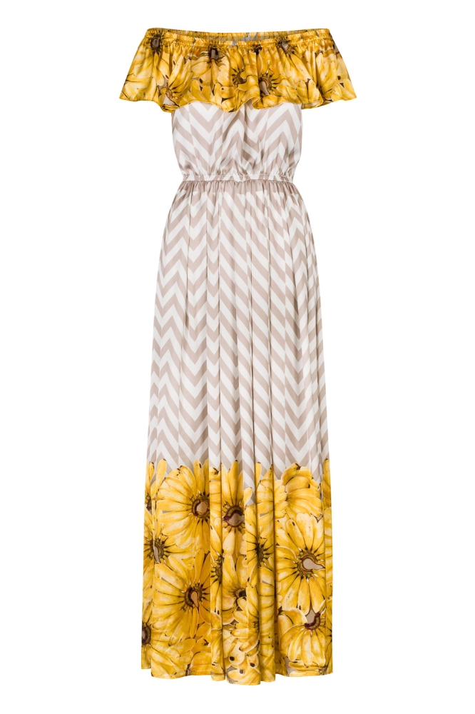 Długa letnia sukienka hiszpanka maxi SUNFLOWER II SWING