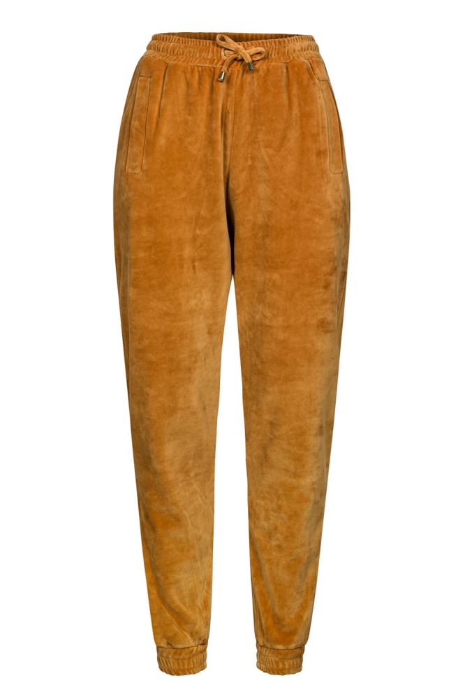 Musztardowy trzyczęściowy welurowy dres z kapturem Fallon by Swing miodowy pomarańczowy