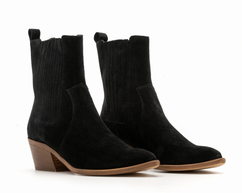 Black suede cowboy boots natural suede leather