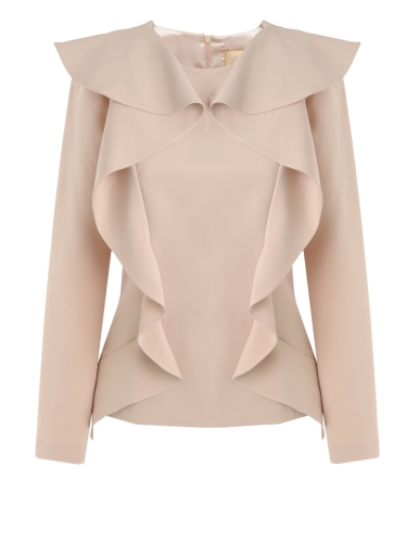Beige frill front blouse Rosalia by Swing