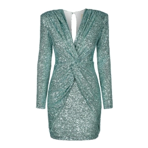 Mint sequin dress with eye-catching layered front Dolores by Swing