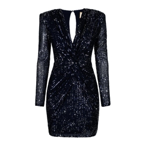 Navy blue sequin dress with eye-catching layered front Dolores by Swing
