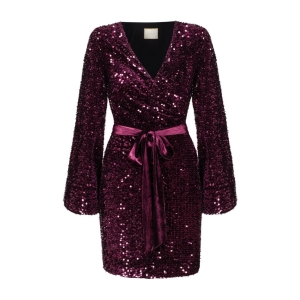 Maroon velour sequin dress Leticia by Swing