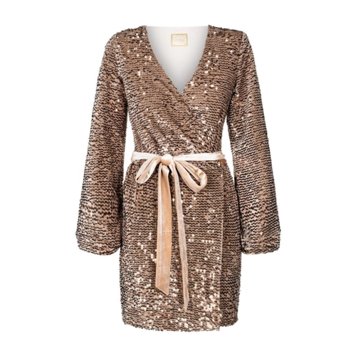 Beige velour sequin dress Leticia by Swing