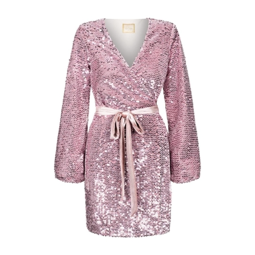 Powder pink velour sequin dress Leticia by Swing