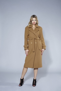 Camel brown cashmere long winter coat by SWING