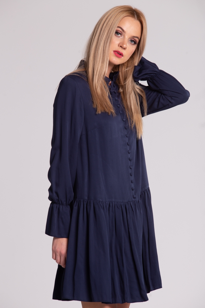 Granatowa rozpinana sukienka o luźnym kroju Mirrage