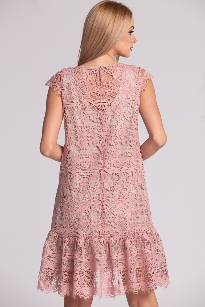 Koronkowa luźna sukienka PUCCI brudny róż by Swing