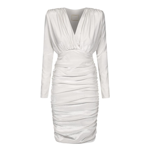 Velour cream draped dress with tight fitting cut Jackson by Swing
