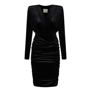 Velour black draped dress with tight fitting Jackson by Swing