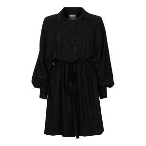 Black oversize loose cut shirt dress with delicate shiny dots Bari by SWING