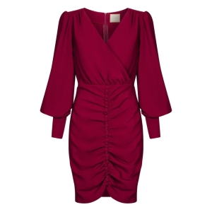 Maroon elegant graphite dress with ruffled bottom Luiza by Swing