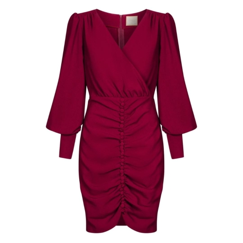 Maroon elegant graphite dress with ruffled bottom Luiza by Swing