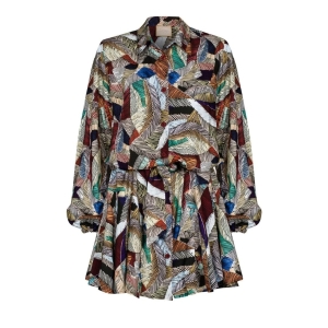 Unbuttoned emery cut dress with buff sleeves by Michelle by Swing