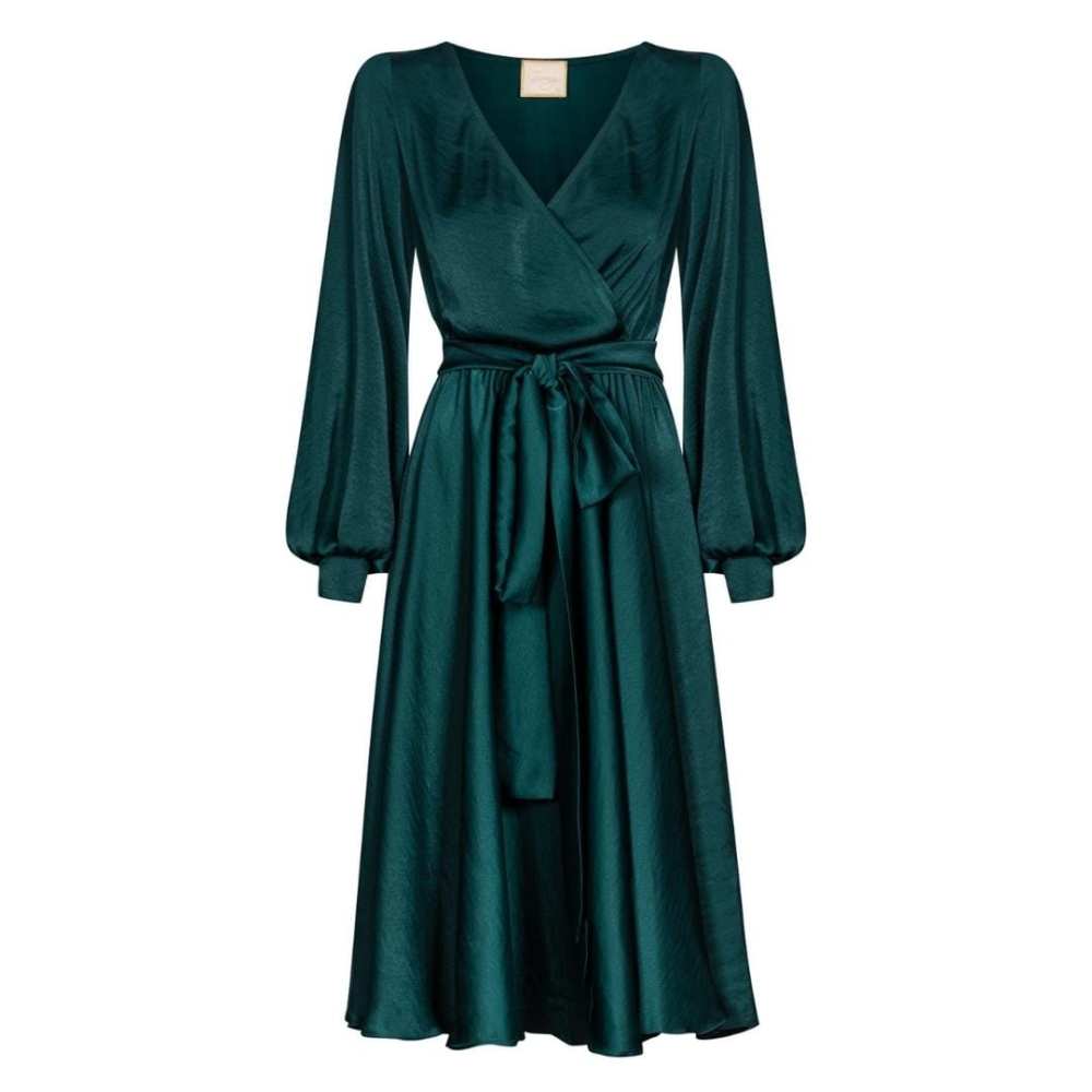 Zielona butelkowa rozkloszowana sukienka midi Allison by Swing