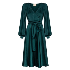 Bottle green flared midi dress Allison by Swing