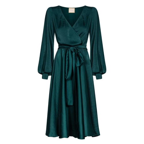 Bottle green flared midi dress Allison by Swing