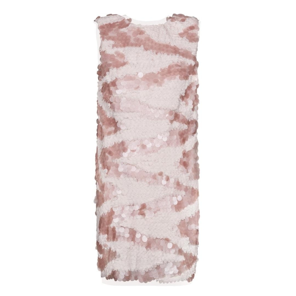 Cekinowa pudrowo różowa sukienka z wyciętymi plecami Champaigne by Swing