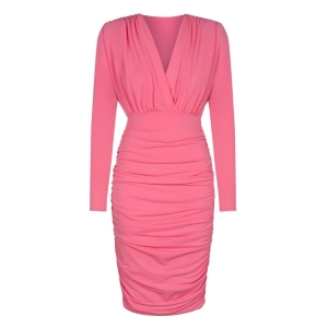 Pink draped dress with tight-fitting cut Jackson by Swing