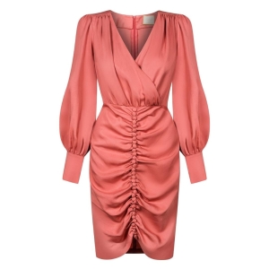 Salmon elegant graphite dress with ruffled bottom Luiza by Swing