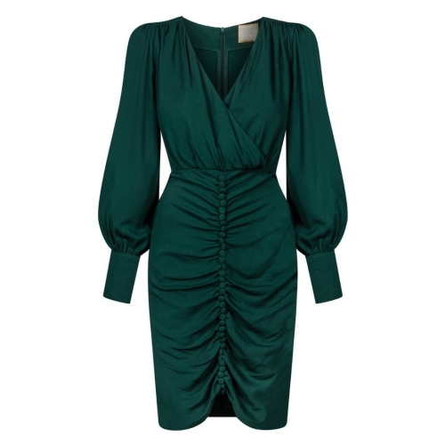 Green elegant graphite dress with ruffled bottom Luiza by Swing